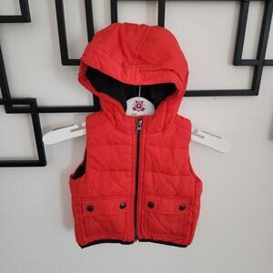 Orange baby gap puffer hooded puffer vest 12-18 months